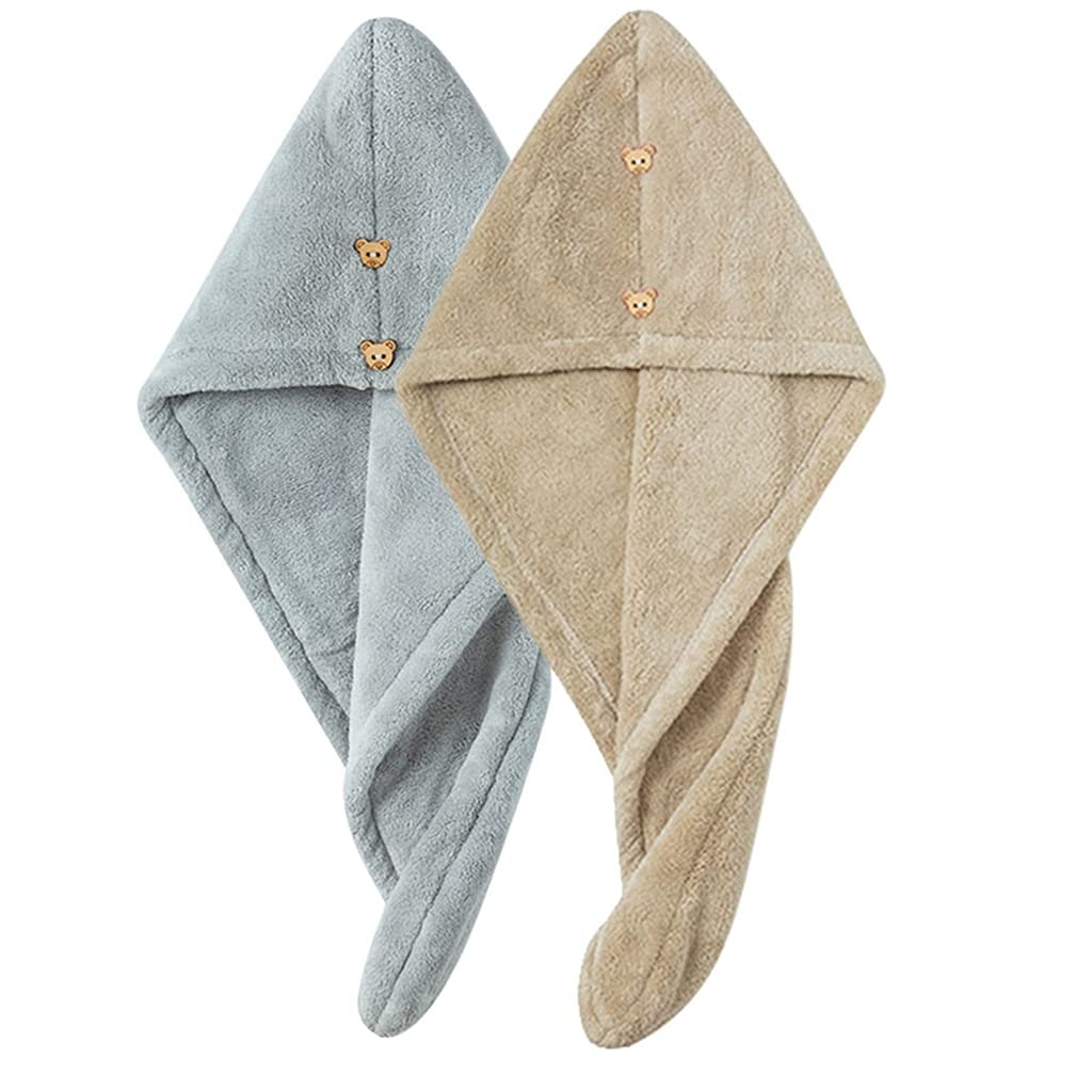 VIDI Hair Drying Hat 2 Packs Thickened Strong Water Absorbent Quick-drying and Turban Artifact