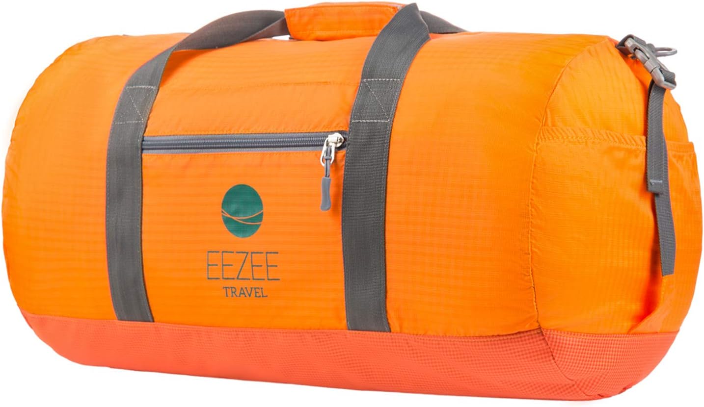 EEZEE Foldable Duffel Bag Travel Waterproof Anti-Tear Luggage Bag Carry On Orange Gym Bags For Women (40 L)