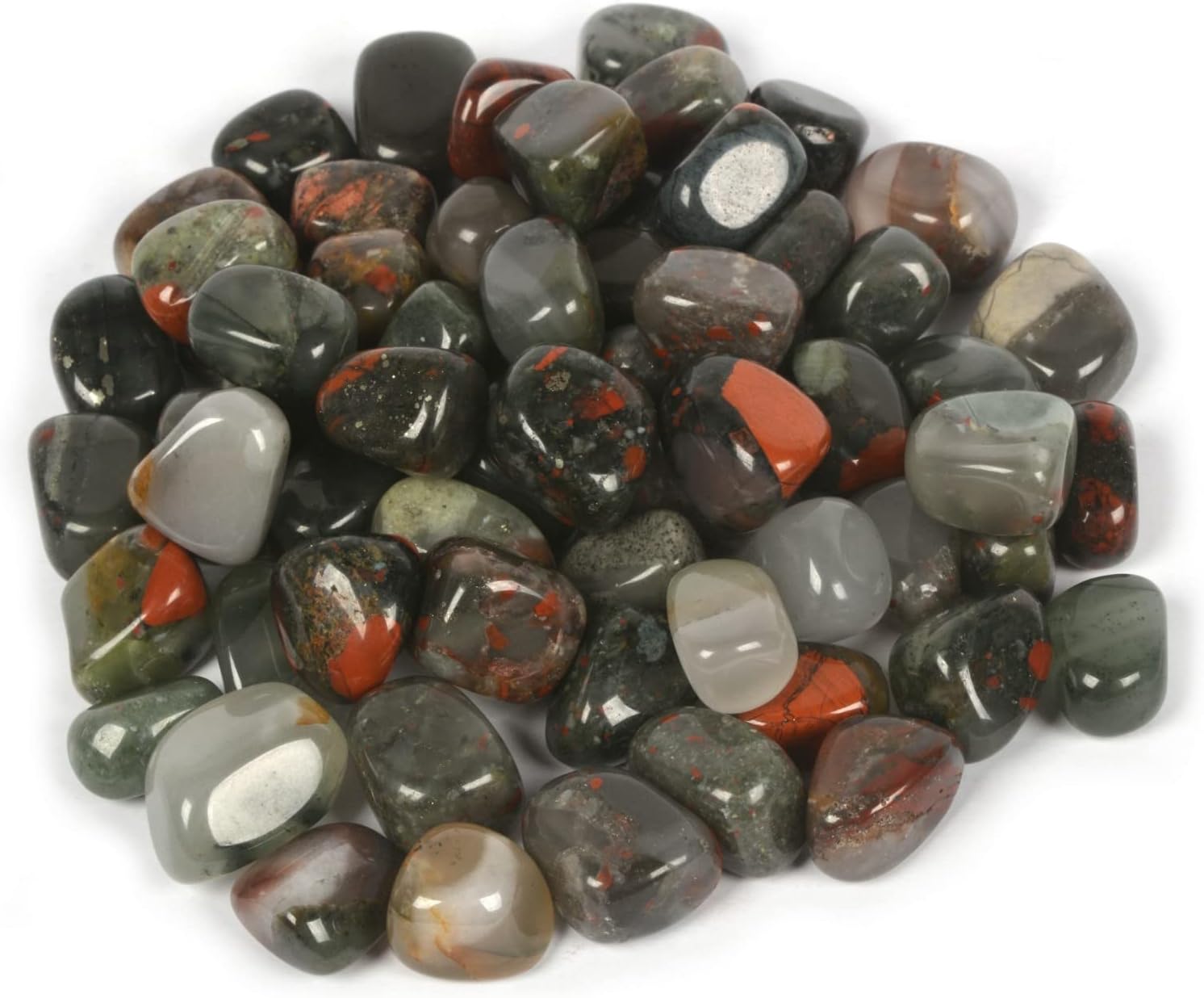 Justinstones 100 Grams Small African Bloodstone Tumbled Stone Specimen Collection Pocket Worry Healing Crystal Home Decorations