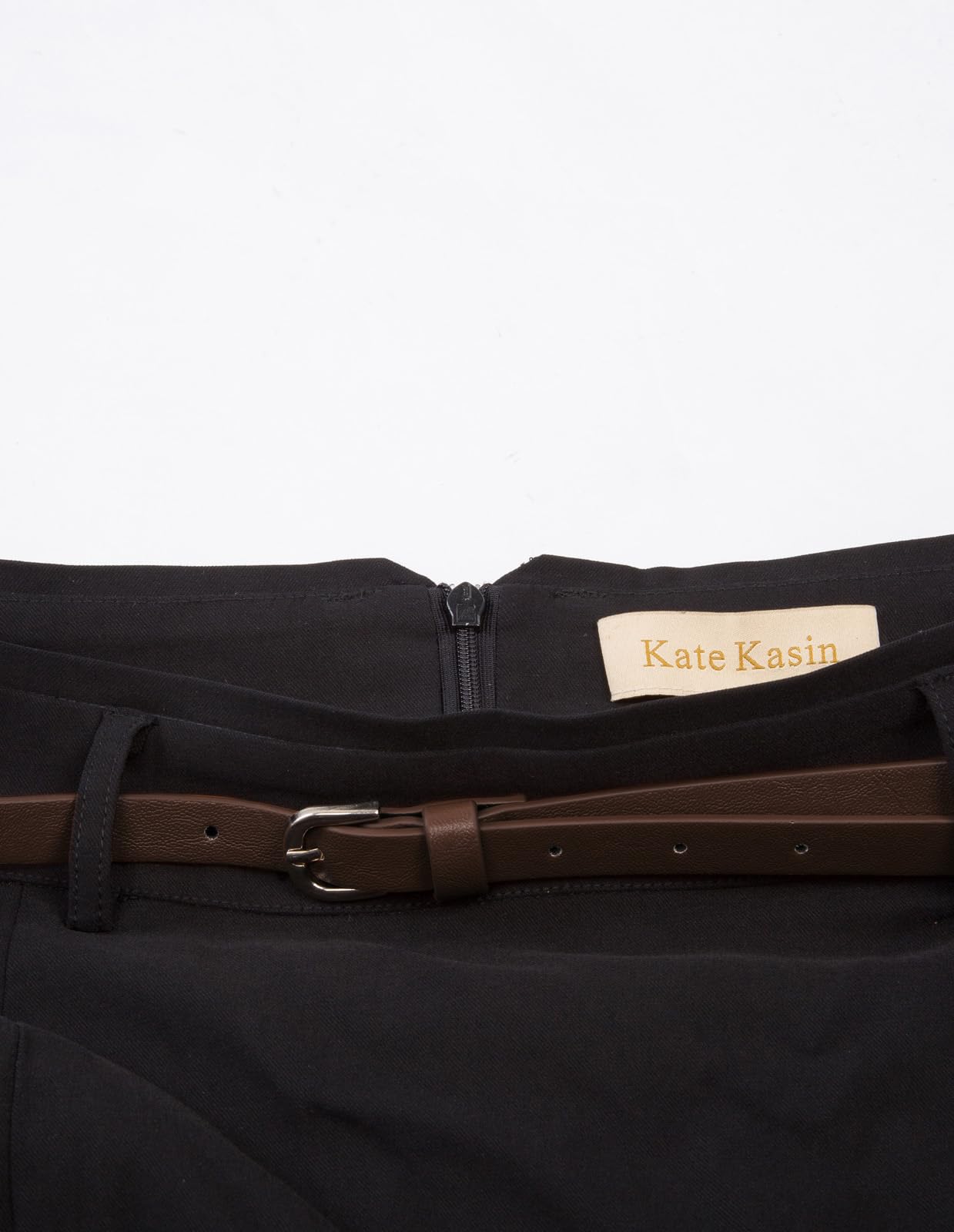 Kate Kasin Jupe crayon moulante pour femme avec ceinture de couleur unie enveloppée de hanches