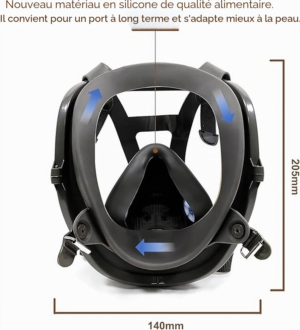 Masque respiratoire complet et 22 filtres, protection d'objectif, masque anti-poussière, protection respiratoire pour peinture, ponçage et polissage