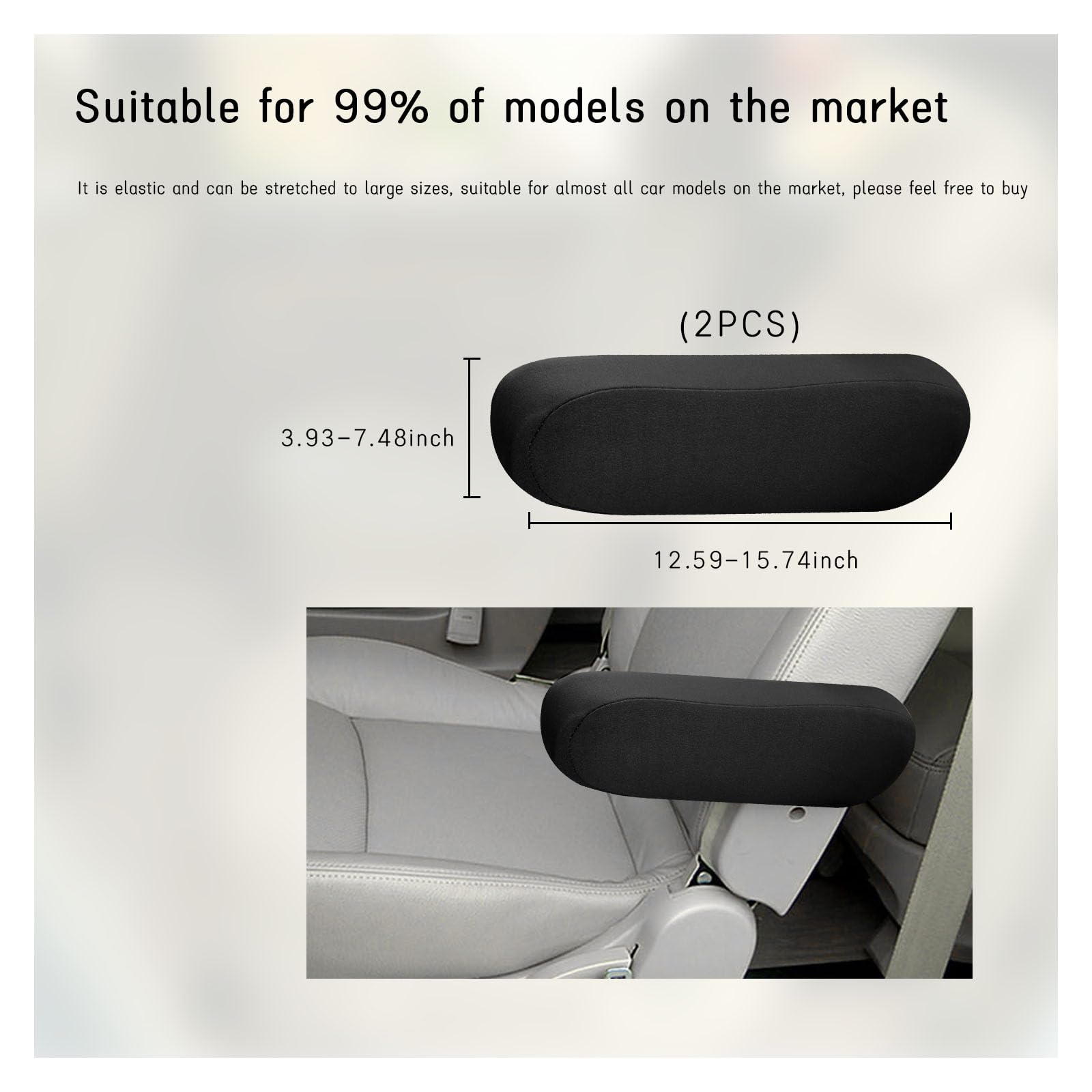 Housse D'accoudoir Universelle Noire - Lot De 2 - Protection Anti-rayures Et Saletés Pour Voiture, SUV, Camionnette