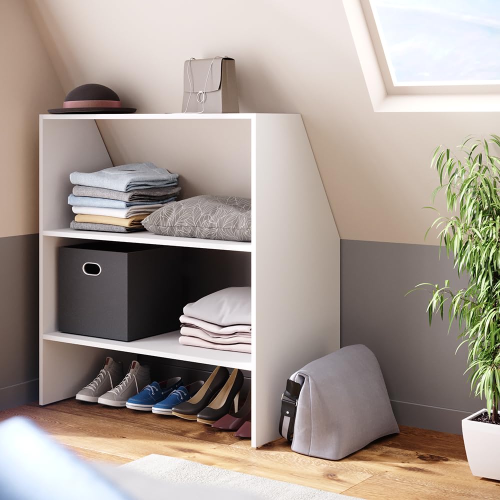 Vicco Estante para Techo Inclinado, Blanco, 90 x 100 cm | para almacenar cajas y libros bajo techos inclinados