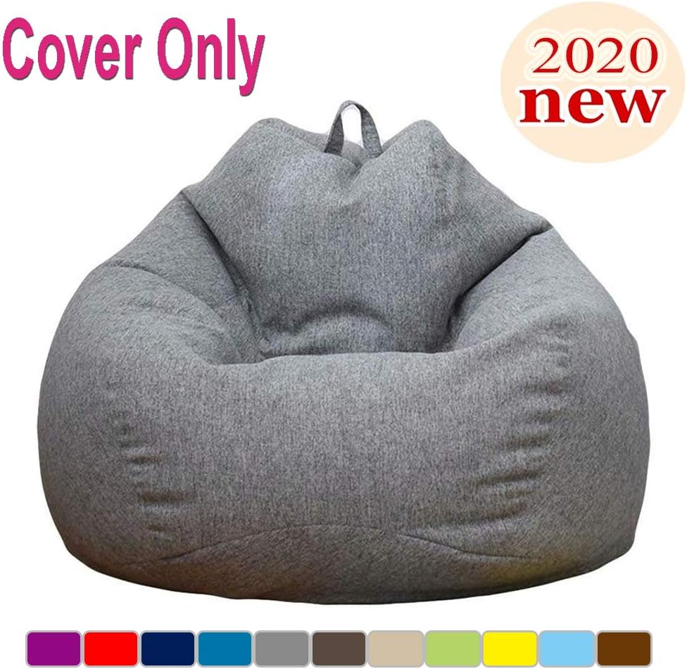 Stuffed Animal Storage Bean Bag Cover (No Filler) Extra Soft Beanbag Seat Chair Covers-Cotton Linen Memory Foam Beanbag Replacement Cover for Adults Children without Filling - Image 3