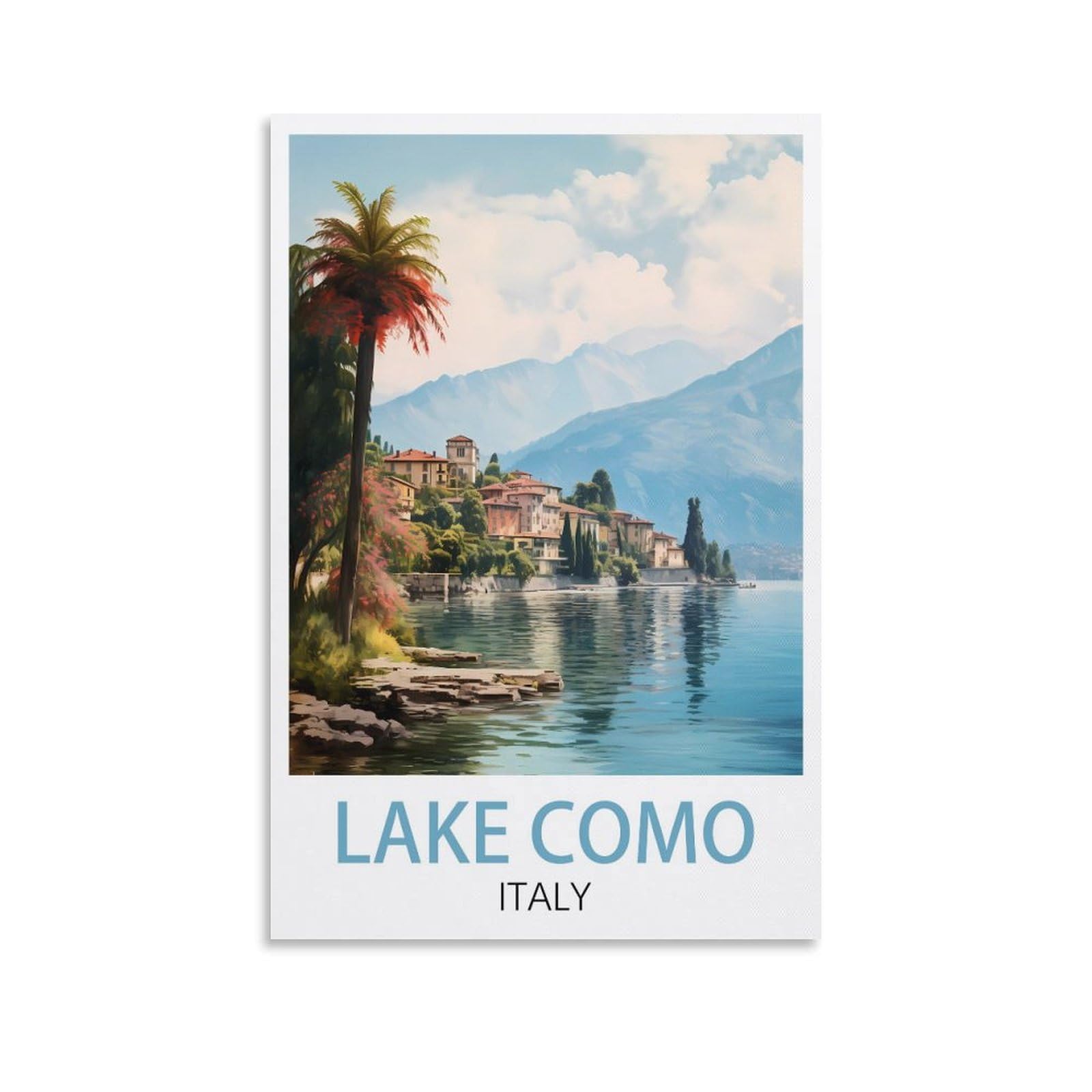 Losnabo Unframe-Style Lake Como Italy Vintage Travel Posters 24X36inch(60X90cm) Canvas Wall Poster And Art Picture Print Modern Home Bedroom Decor