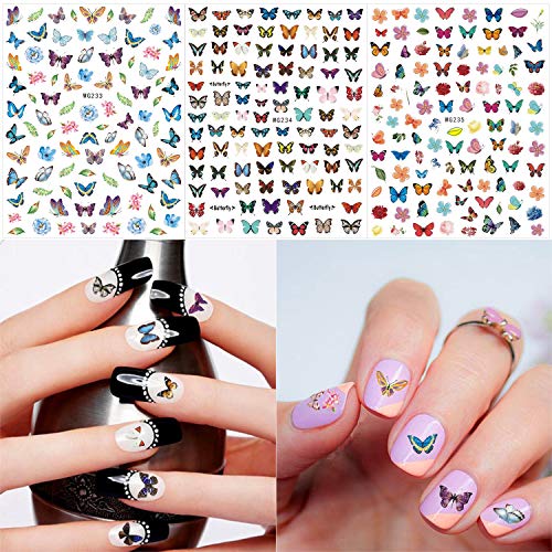Qpout 960pcs Schmetterling Nagelaufkleber, 3D Selbstklebend Nagelabziehbilder Gemischte Schmetterlinge Maniküre… – Bild 5