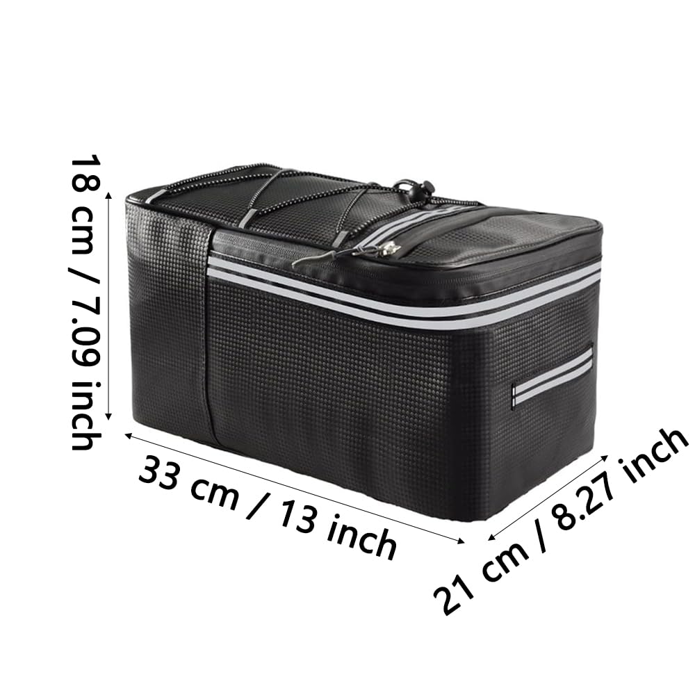 Portapacchi per Bicicletta Riflettente, Borsa Posteriore Bici, Borsa Bici Posteriore Cremagliera, con Strisce Riflettenti e Cerniera Impermeabile, per Gli Articoli per Trasporto di Biciclette, 15 L