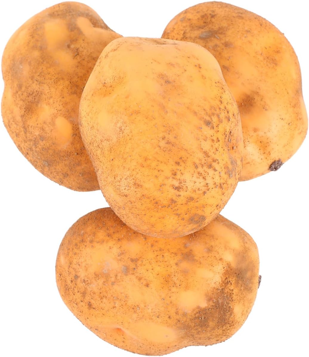 PRETYZOOM 4Pcs Artificial Potato Decorations Lifelike Vegetable Models 3.93X2.75X1.96In Lightweight Faux Potato Props for Photography Home Kitchen and Restaurant Display