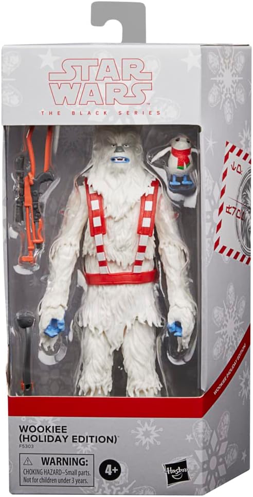 Peppa Pig Star Wars The Black Series Wookiee (Holiday Edition) Collectible Christmas Action Figure F5303 Ages 4 and Up includes Figure, porg toy and bowcaster accessory, 5 x 2 x 9''