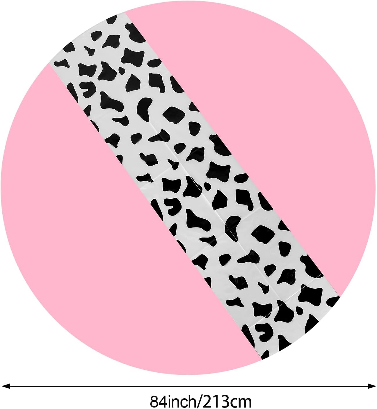 Moukeren 6 Pcs Cow Tablecloth for Party Round Cow Table Cover Print Runner Plastic Tablecloth Birthday Party Decorations for Home Dinner Picnic 84 Inch (Pink) image 2