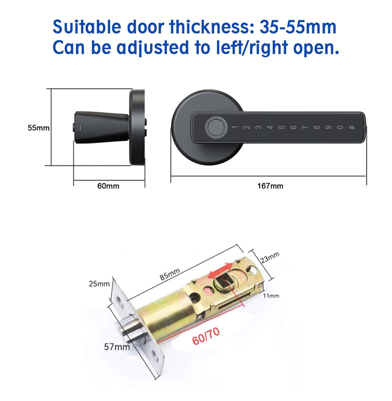 Serrure intelligente à empreintes digitales, Bluetooth, carte de mot passe, porte en bois, chambre coucher, entrée sans clé, serrure Bureau Commercial