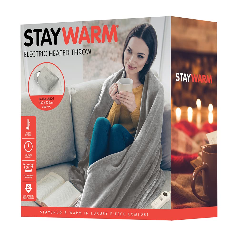 Staywarm 180X130Cm Extra Large Heated Throw BlanketGrey from B&Q