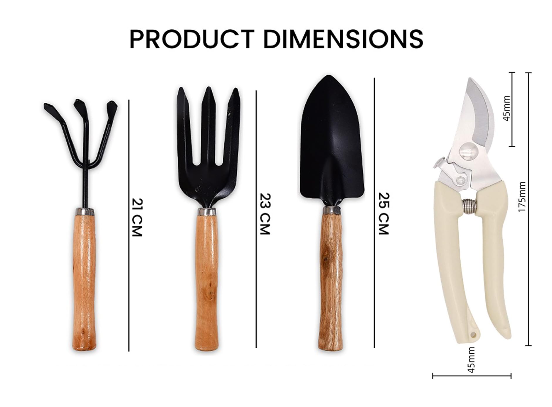 MESWAN Garden Tool Kit Set Flower Cutter/Pruner Trowel Hand Fork Hand Rake Garden Tools Garden Tool Kit (4 Tools) (Traditional) 3