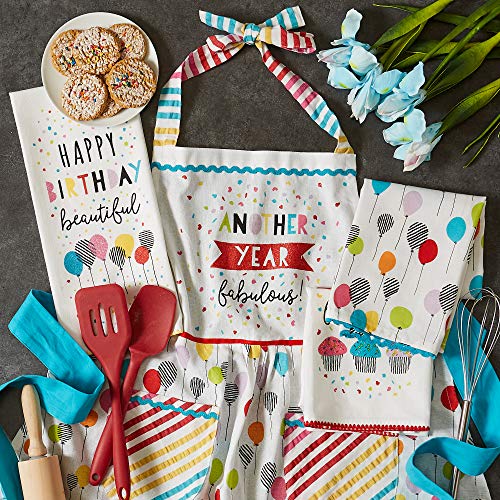DII Happy Birthday Konfetti-Kollektion, Baumwolle, Herzlichen Glückwunsch zum Geburtstag, Dishtowel Set, 3