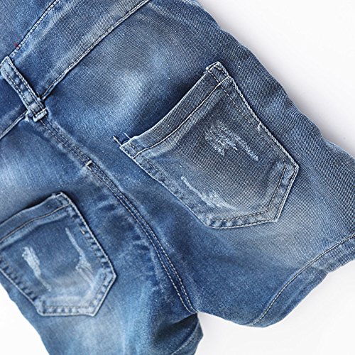 Image of KIDSCOOL SPACE Baby Little Girl Jean Overalls,Big Ripped Denim Shortall