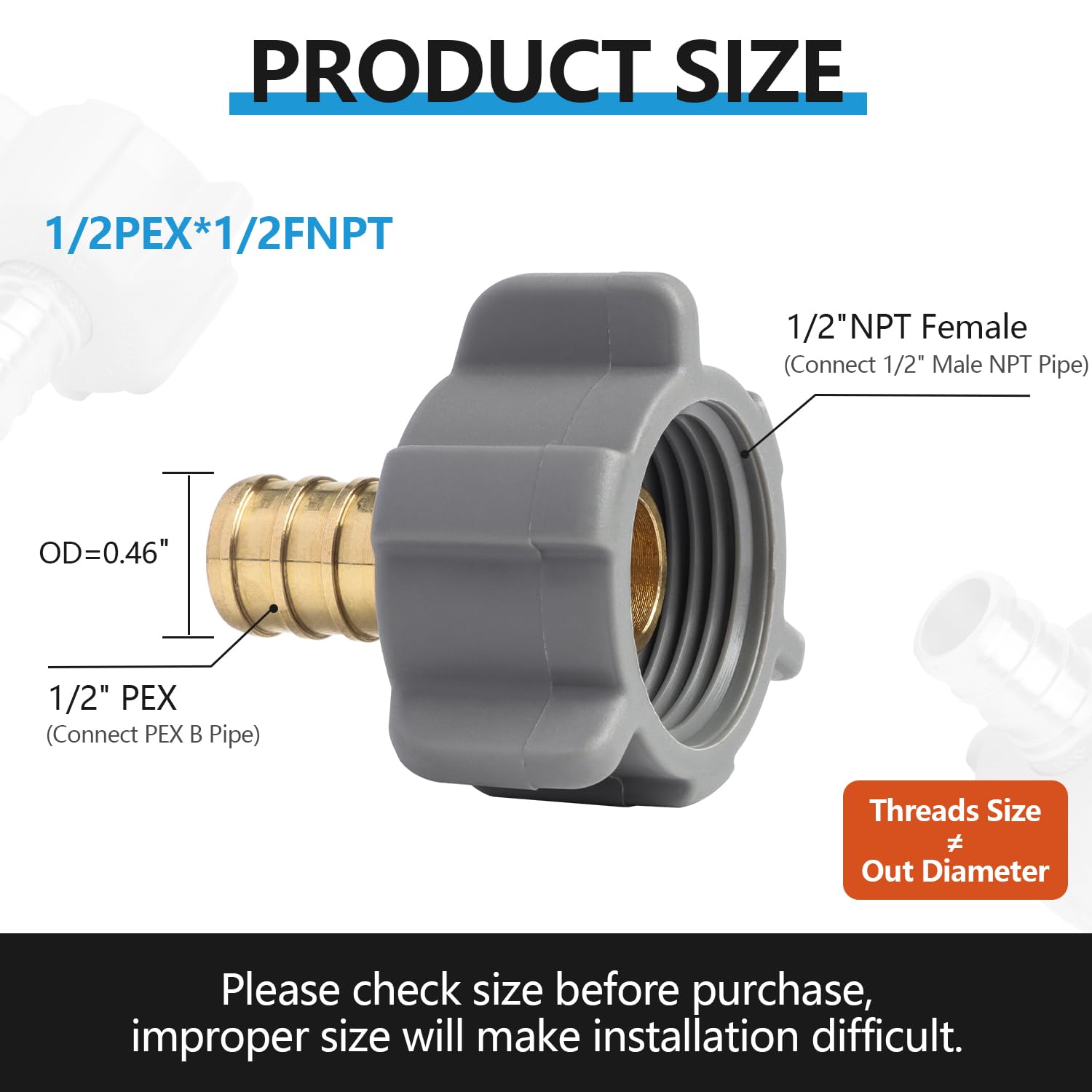 PEX Fittings 1/2" Swivel Adapters - Lead-Free Plumbing -2 PEX Fittings 1/2" Swivel Adapters - Lead-Free Plumbing -2
