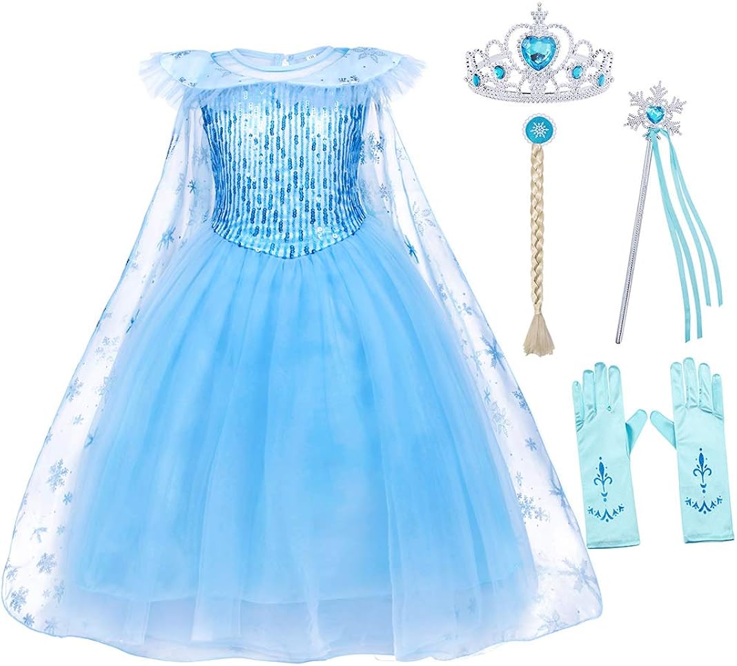 Kantenia Sequin Little Girl Princess Dress Halloween Cosplay Costume Birthday Fancy Party Dress Up Outfits Age 2-12 Years