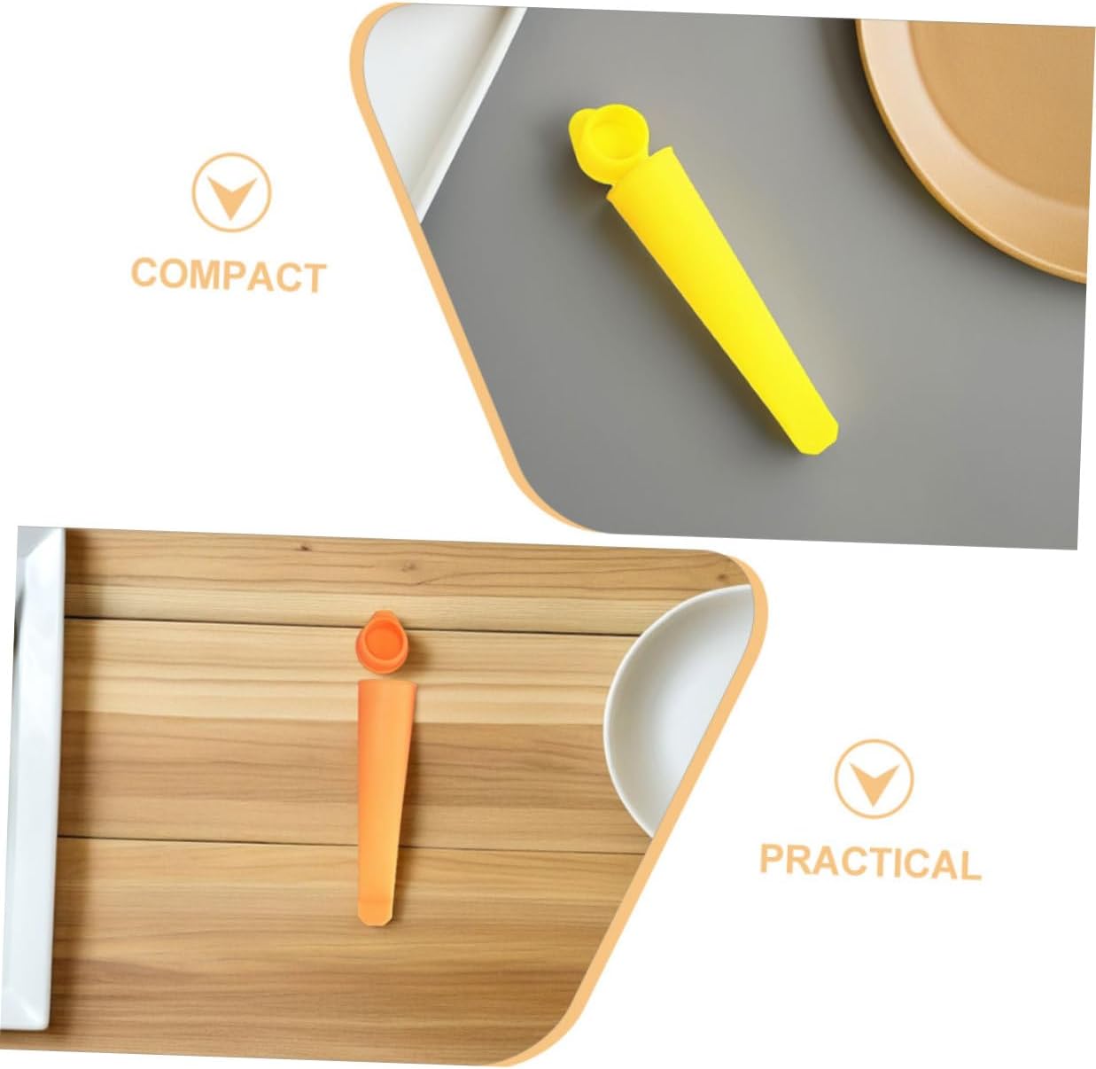 Silicone Ice Pop Molds Long Shape Reusable 2 Sets for DIY Desserts