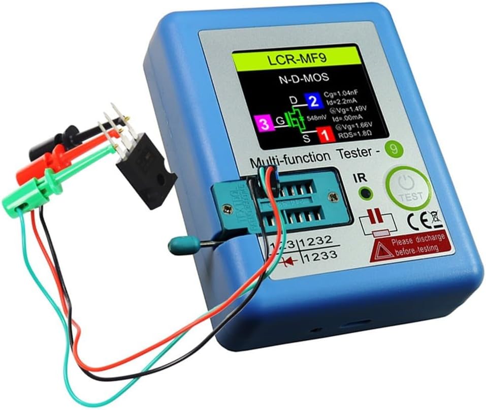 MF9 Transistor Tester with 1.8" TFT Display, Auto NPN PNP MOSFET Diode LCR Meter, 0.01Ω-50MΩ Resistance, Rechargeable Component Analyzer Electronic Repair, Blue
