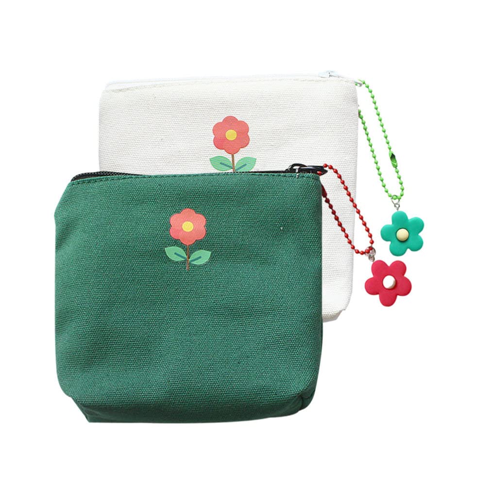 Healifty Travel Makeup Bags Napkin Flower Bag Zipper: 2pcs Versatile Cosmetic Storage Bags Practical Coin Bags Data Cable Holder Assorted Color for Travel Home Hotel Canvas Storage Bag
