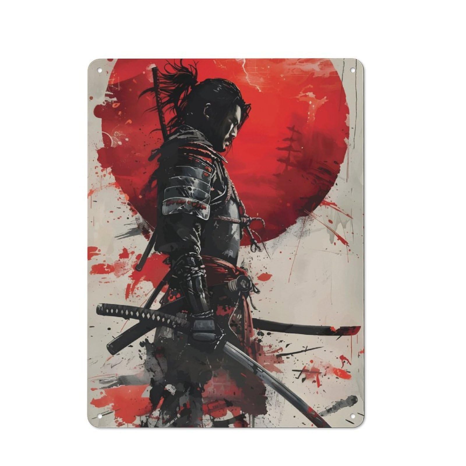Katana Japan Character Metal Wall Decor 40x30cm, Vintage Metal Sign for Home, Shop, Pub Or Studio Wall