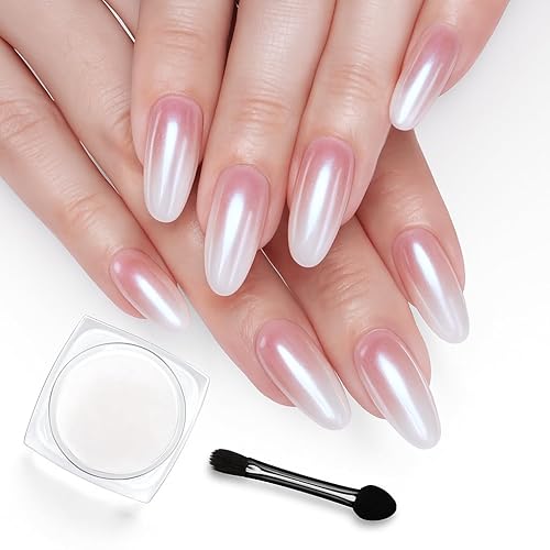 Beetles Gel Polish - Polvo para uñas cromado blanco para uñas de gel, perla con efecto espejo, pigmento holográfico para manicura, diseño de uñas,