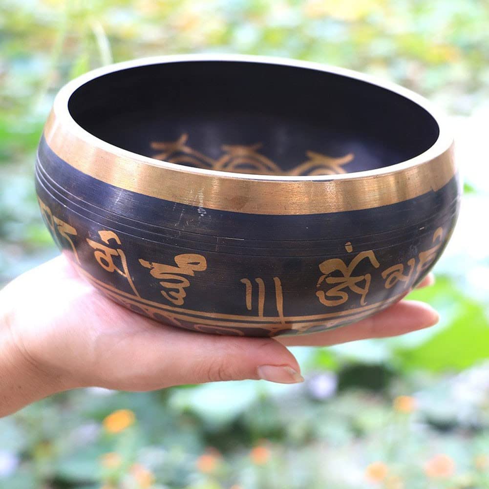 Campane tibetane, Campane tibetane Fatte a Mano, Set di Campane tibetane con mazzuolo e Cuscino – Campana tibetana in Ottone per Terapia del Suono, Meditazione, Yoga e Regalo (11,5 cm)