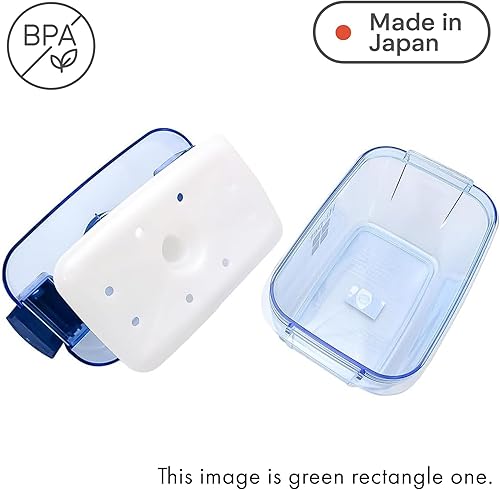 Miniatura 4 de Tsukemono - Contenedor rectangular para hacer pepinillos instantáneos, fabricado en Japón, sin BPA (azul, 2.2 litros)