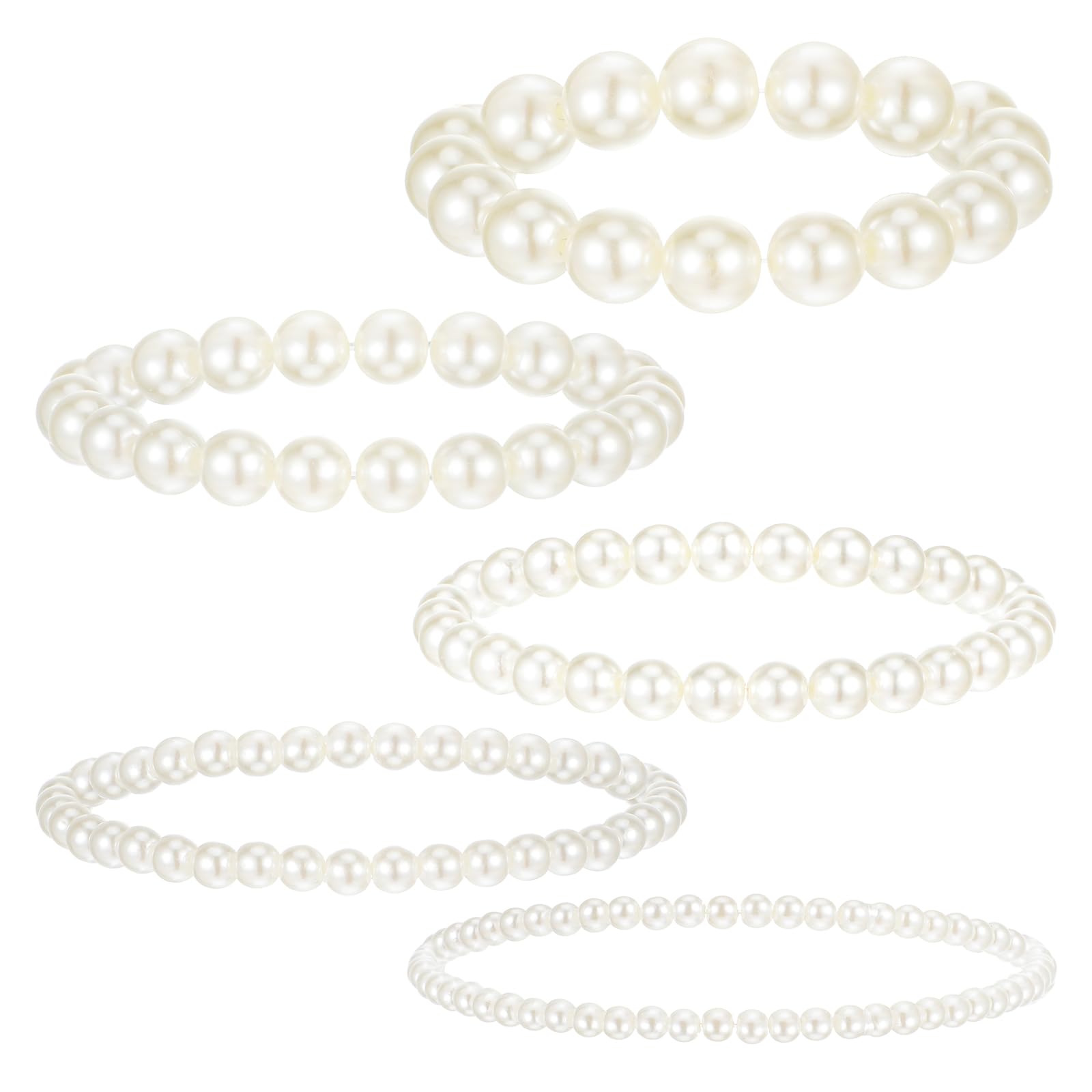 Molain 5 pulseras de perlas para mujer, pulseras elásticas de perlas para novia, boda, pulseras elásticas apilables de perlas de imitación para mujer, joyería de fiesta, pulseras de cuentas de perlas