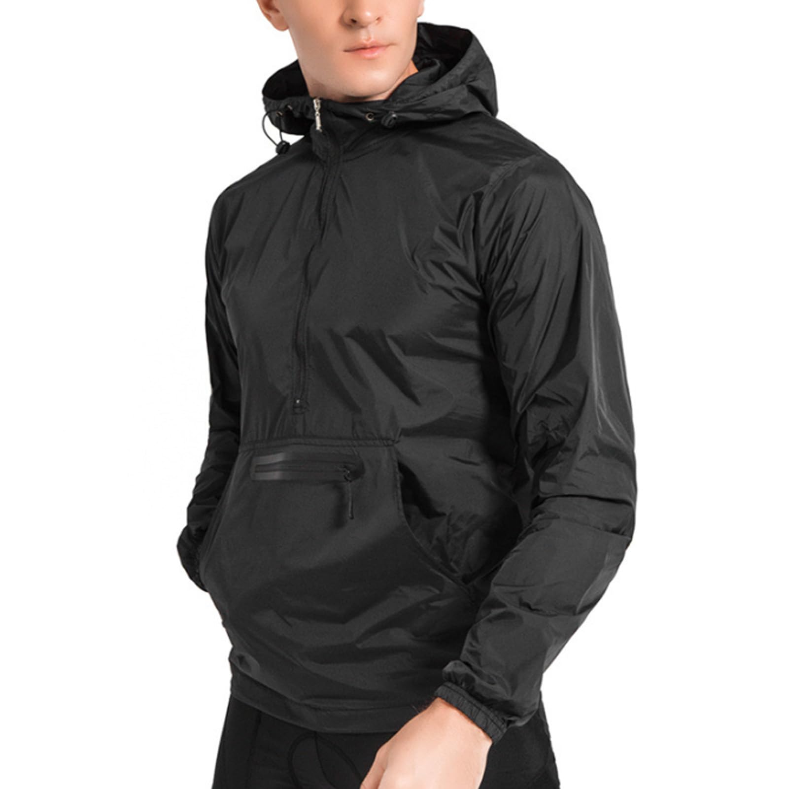 Cortavientos para Ciclismo, Chaqueta Reflectante Impermeable Ligera para Deportes Al Aire, Correr, Senderismo, Ciclismo, Poliéster Negro (L)