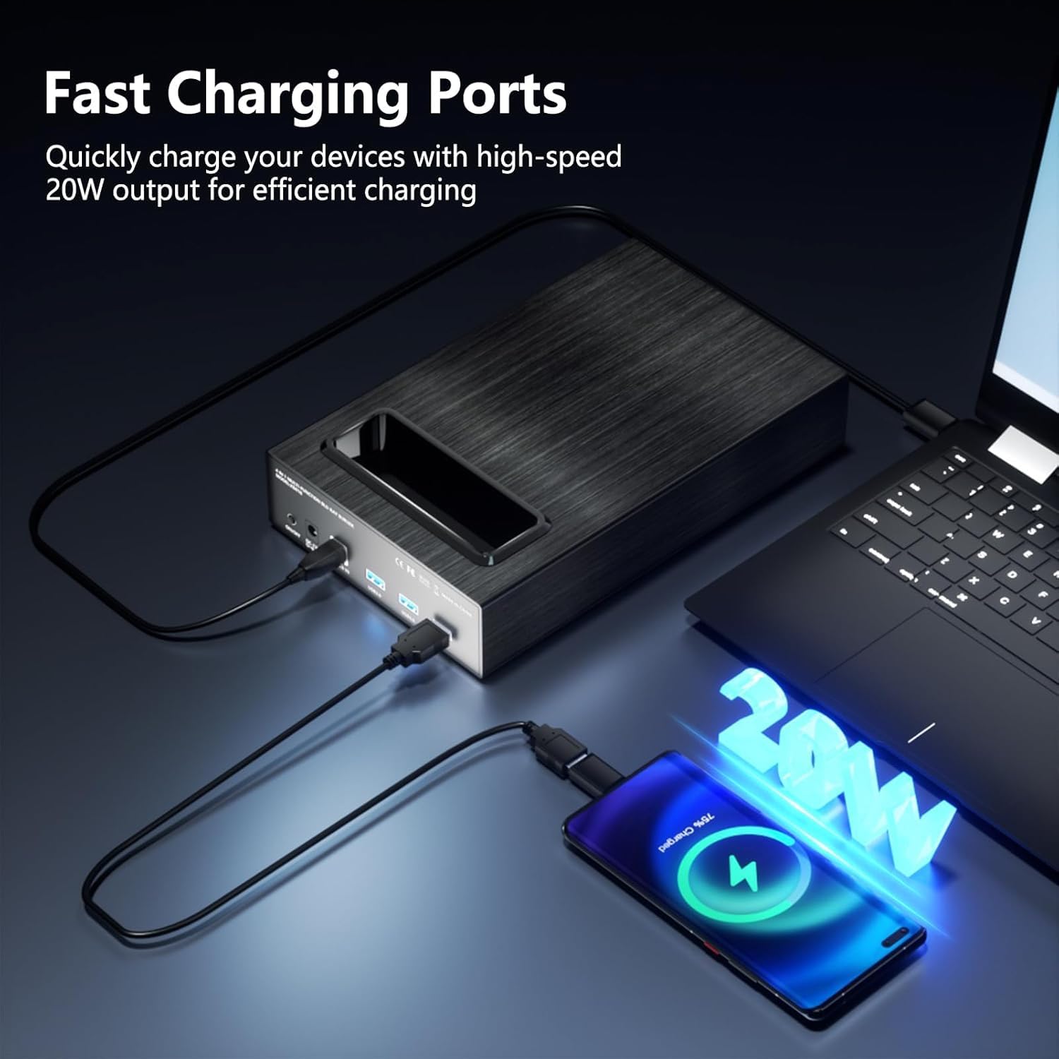 Yaeonku Externes 4-in-1-Blu-Ray-Laufwerk, 16 x USB 3.0 und Typ-C externes Blu-Ray-Laufwerk, multifunktionales Schnellladegerät, Desktop-BD/CD/DVD-Brenner/Lesen mit HDD-Gehäuse