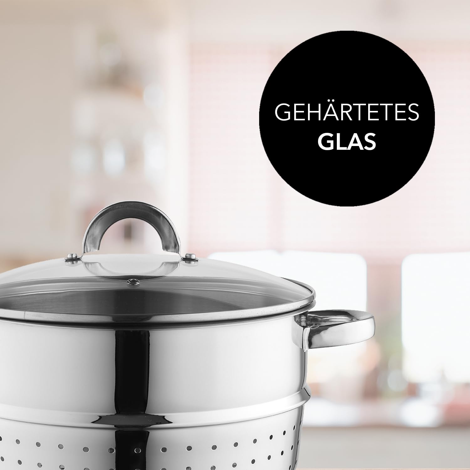 FLORINA Entsafter 7 l | Induktion Dampfentsafter FRUIT aus 18/10 Edelstahl | Fruchtenentsafter mit Glasdeckel | 10,5 l Füllvolumen | Induktionsgeeignet | Entsaften von Obst & Gemüse
