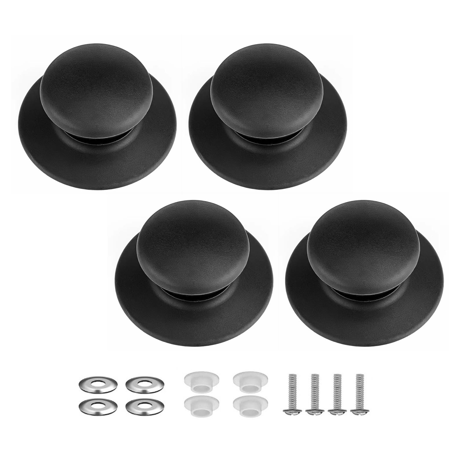 yanwuwa 4pcs Multipurpose Pots Lid Knobs Replacements Handles Home Accessory for Kitchen Supplies Cookware Pots Lid Black Easy Installion Knob