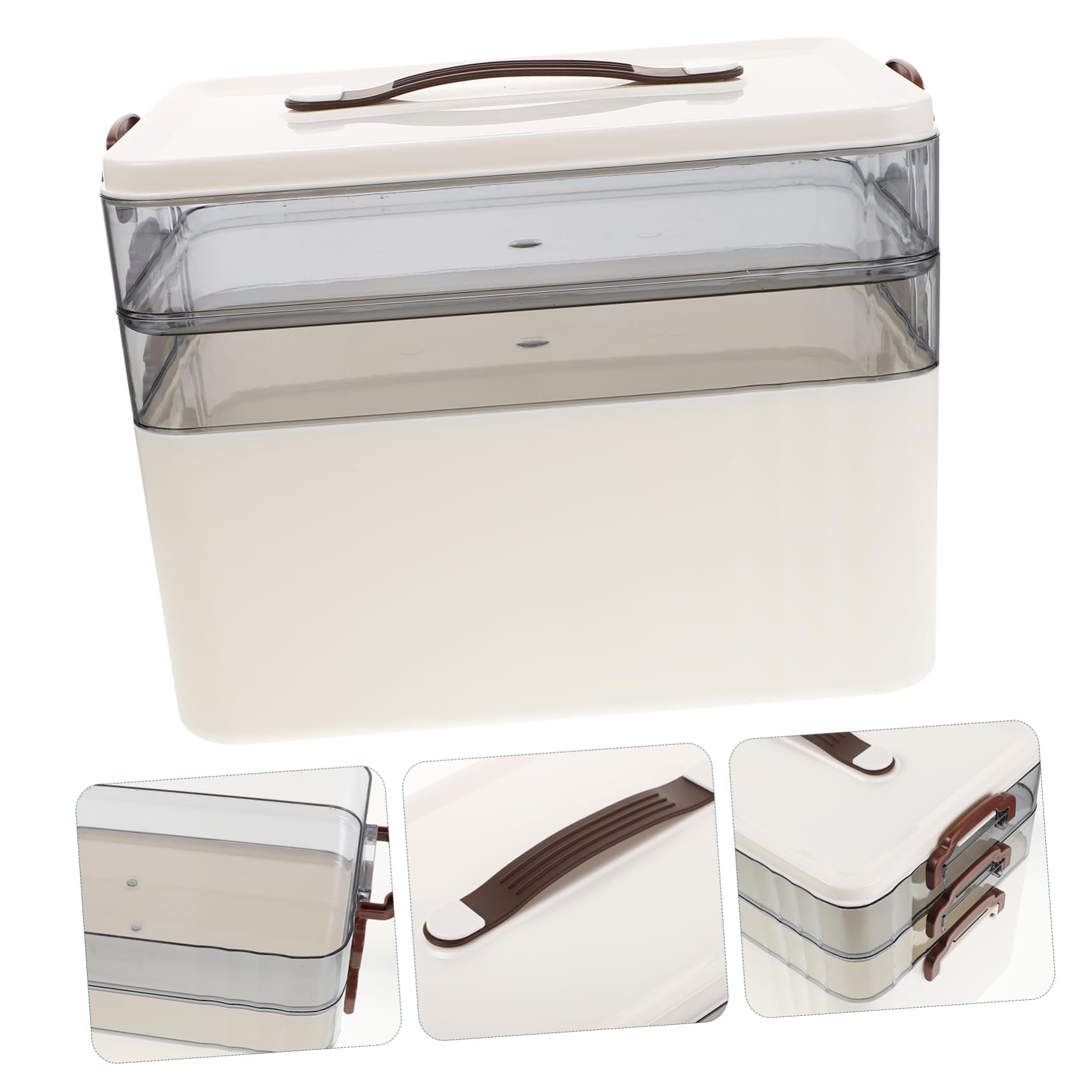Cabilock Organizador de Medicamentos con Gran Capacidad, Caja de Plástico Multi-capas con Compartimentos Transparentes, Diseño Compacto y Asa para Uso en Viajes y Hogar