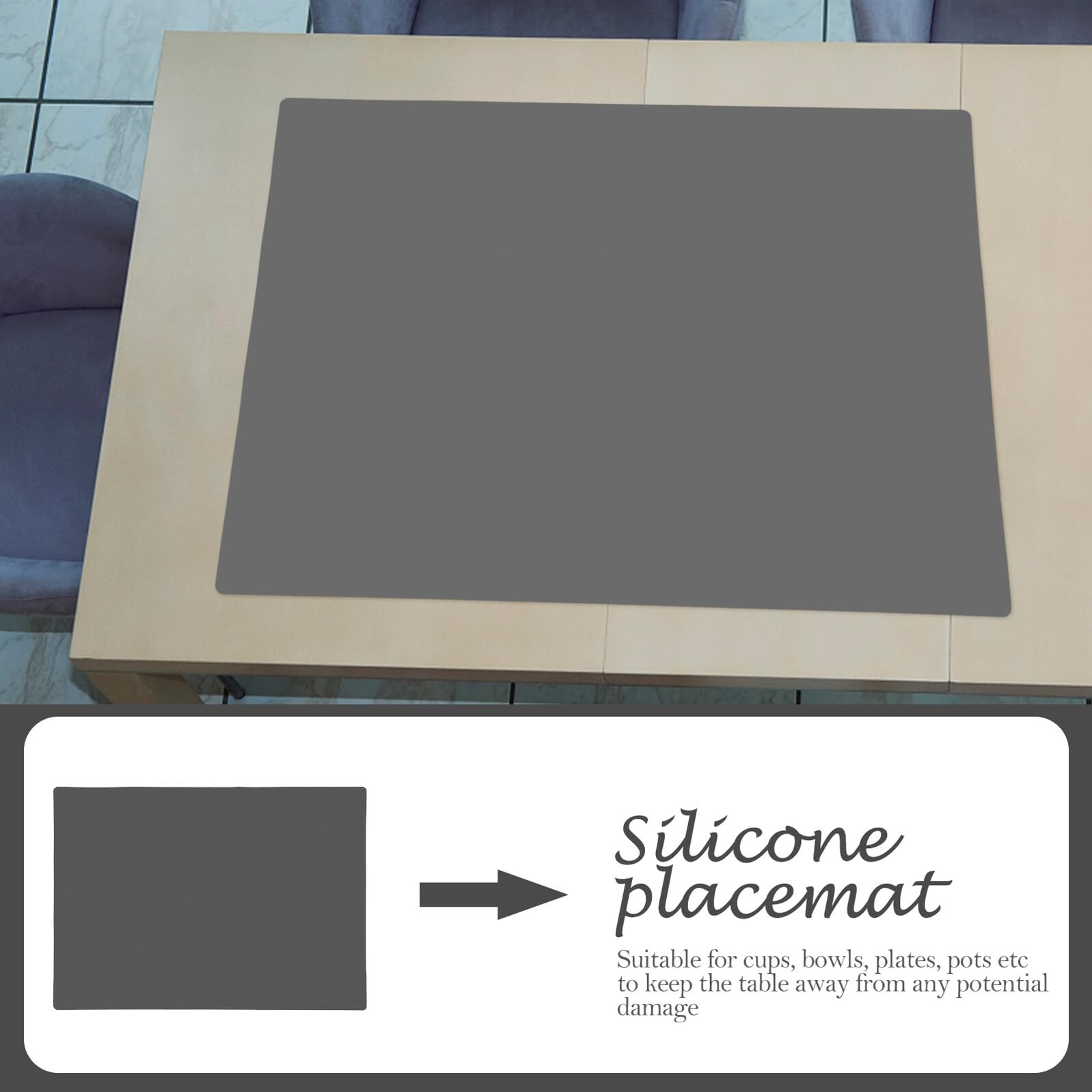 Toyvian Tappetino in Silicone Antiscottatura per Tavolo 50x70 Cm, Resistente al Calore, Pieghevole, Bordi Semplici e Texture Elegante per Casa e Feste
