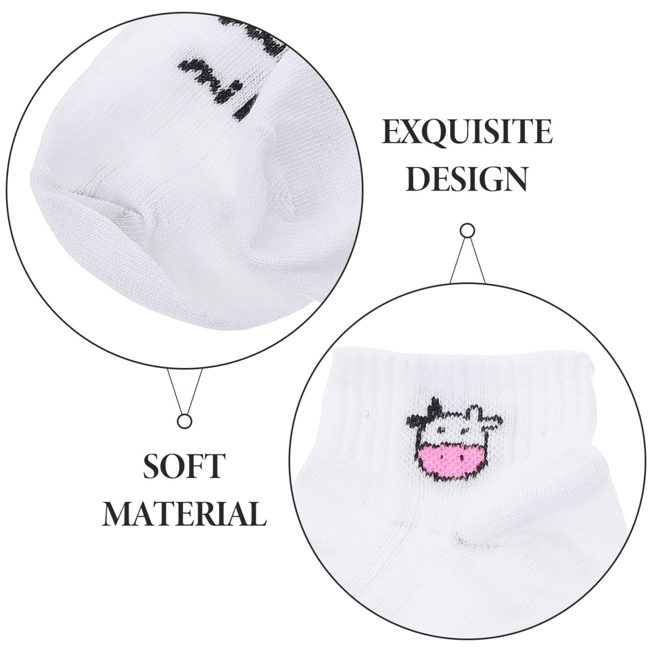 Chaussettes Vache Dessin Animé 5 Paires Coton Noir Blanc