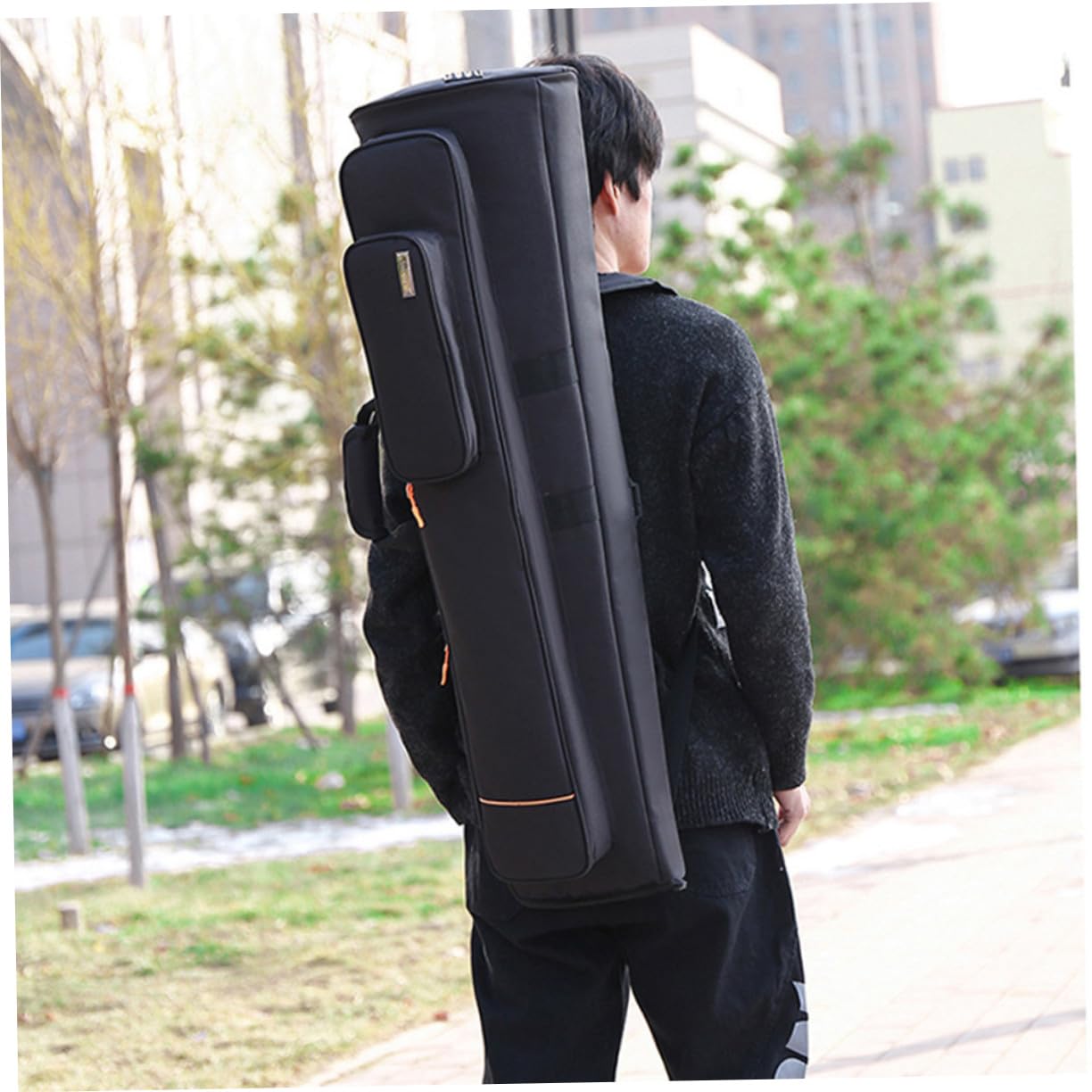 Borsa Porta Trombone Oxford Nero Doppia Spalla, Grande Capacità, Resistente All'abrasione dal Design Creativo per Strumenti Musicali