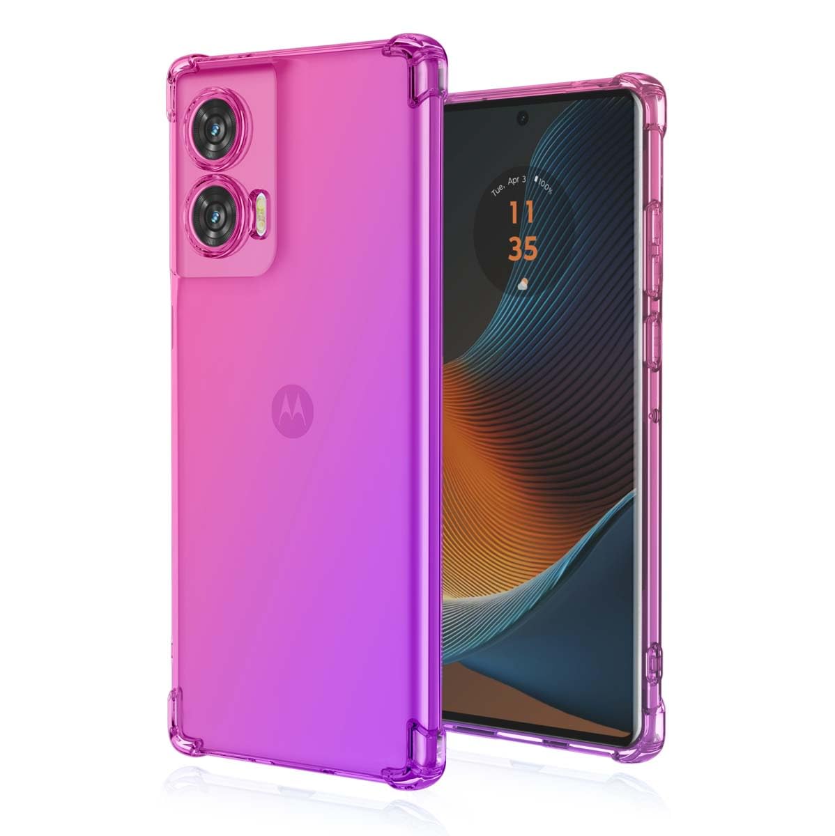 SEAHAI Cover per Motorola Edge 60 Pro, Custodia Protettiva Ultra Sottile ed Elegante in Silicone TPU, Vetro a Colori Sfumato AntiGraffio Antiurto Case, Rosa Femminile