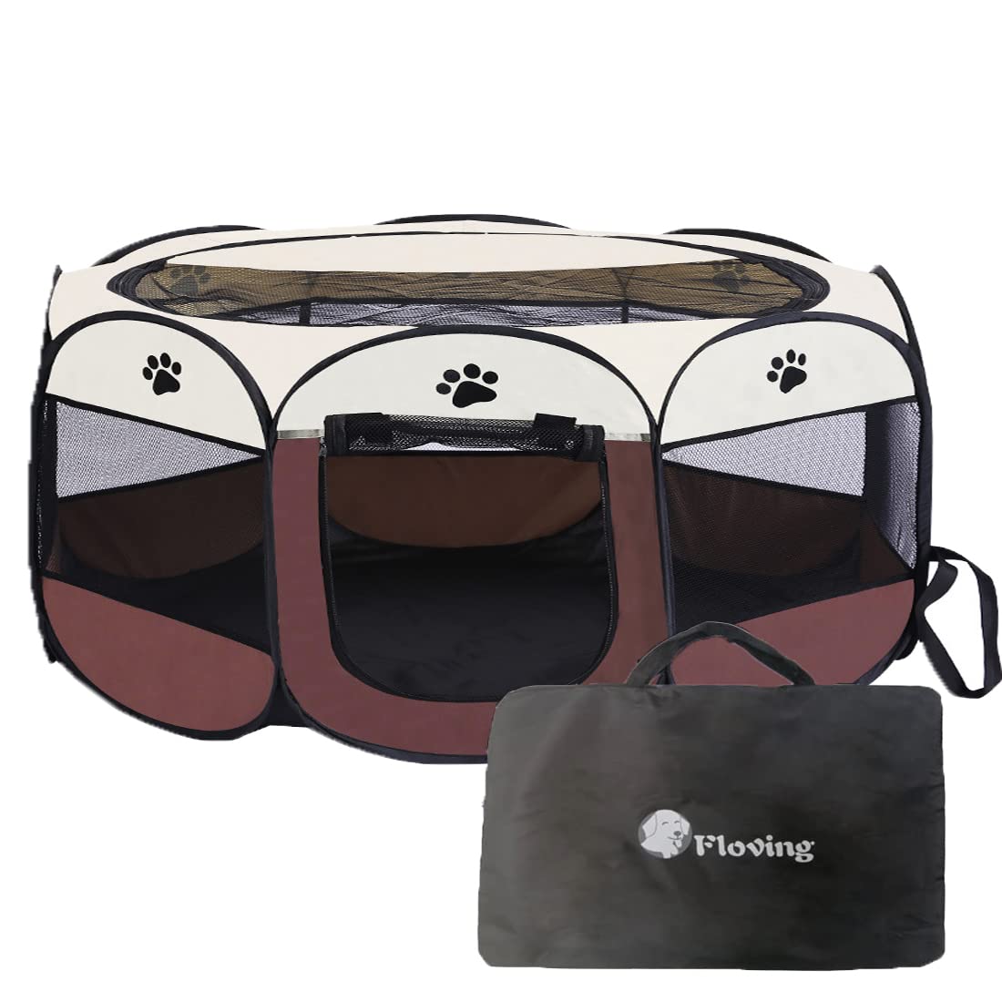 Amazon | Floving 八角形 ペットサークル 折りたたみ式 収納バッグ付き