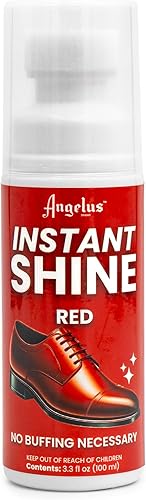 Angelus Instant Shine - Esmalte líquido para zapatos, color rojo, 3.3 onzas, aplicador incluido