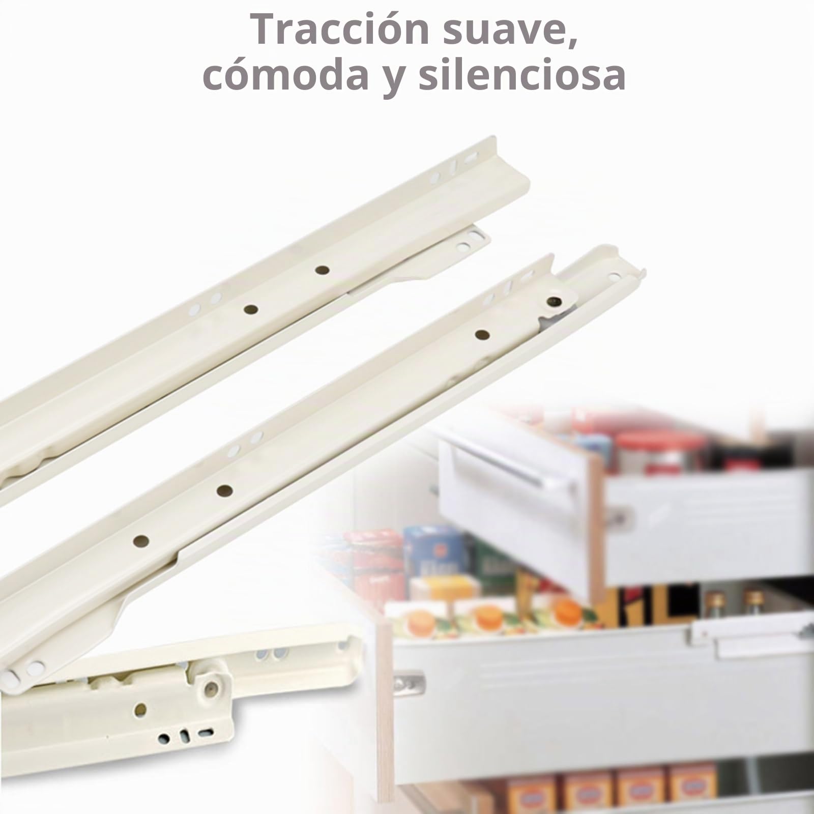 Rieles Para Cajones De Cocina 1 Par Guías Para Cajones De Madera, Capacidad Carga De 45 Kg, Correderas De Rodillos Para Cajones 250 300 400 550mm, Carriles Telescópica Silenciosa