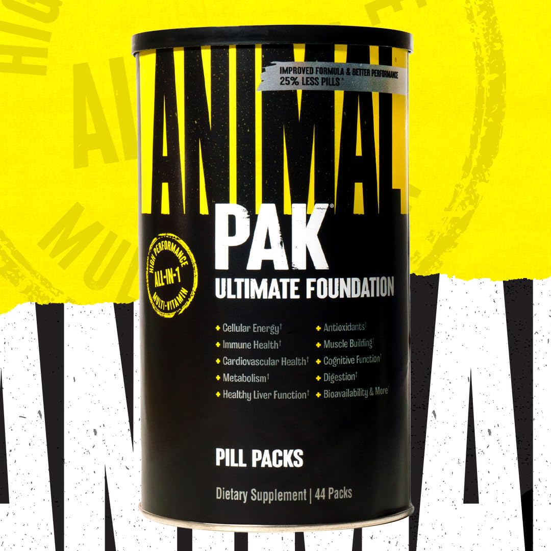 ANIMAL Pak Ultimate Foundation - 12-in-1 Multivitamin-Komplex mit Vitaminen, Mineralien & Aminosäuren - mit Vitamin D3 K2 & Magnesium - 44 Packungen mit je 8 Tabletten