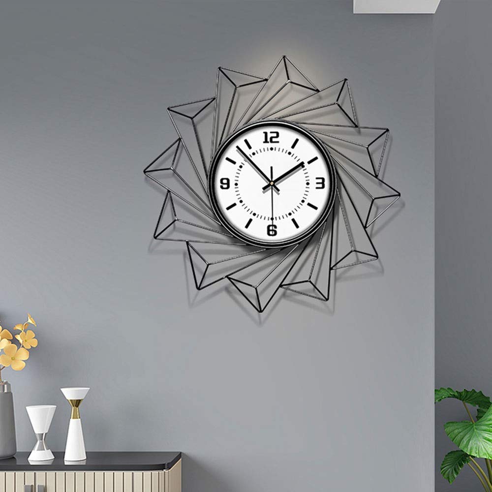 Wall Clock - Creative Silent Quartz Clock with Individual Art Polygon, Glass/Metal Material, Suitable for Living Room, Bedroom, Hotel Office Corridor