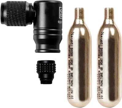 GORIX CO2 Inflator Head, Bicycle, Air Pump, 360  Rotation, GX-CO23 + CO2 Compressions, Road Bike, CO2 Head, Adjustable, Portable Air Compatible with all Presta / American / English Valves L-Shaped Type, Lightweight, Compact
