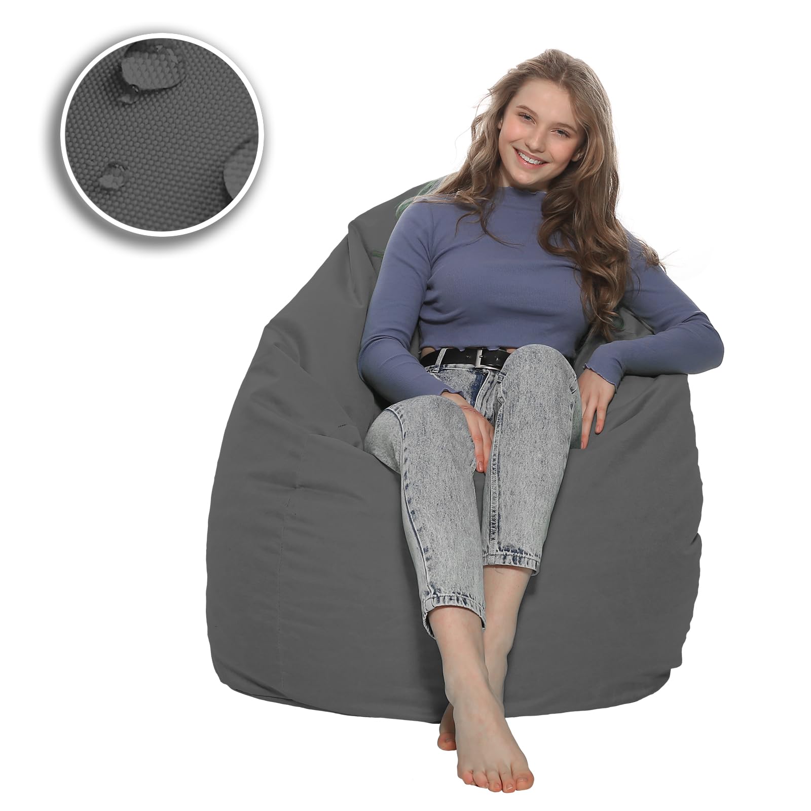 Sitzsack XXL Bodenkissen für Erwachsene & Kinder - Geeignet für Gaming oder Entspannen - Indoor wie Outdoor da er Wasserfest ist - mit EPS Perlen, Farbe:Anthrazit, Größe:XXXL