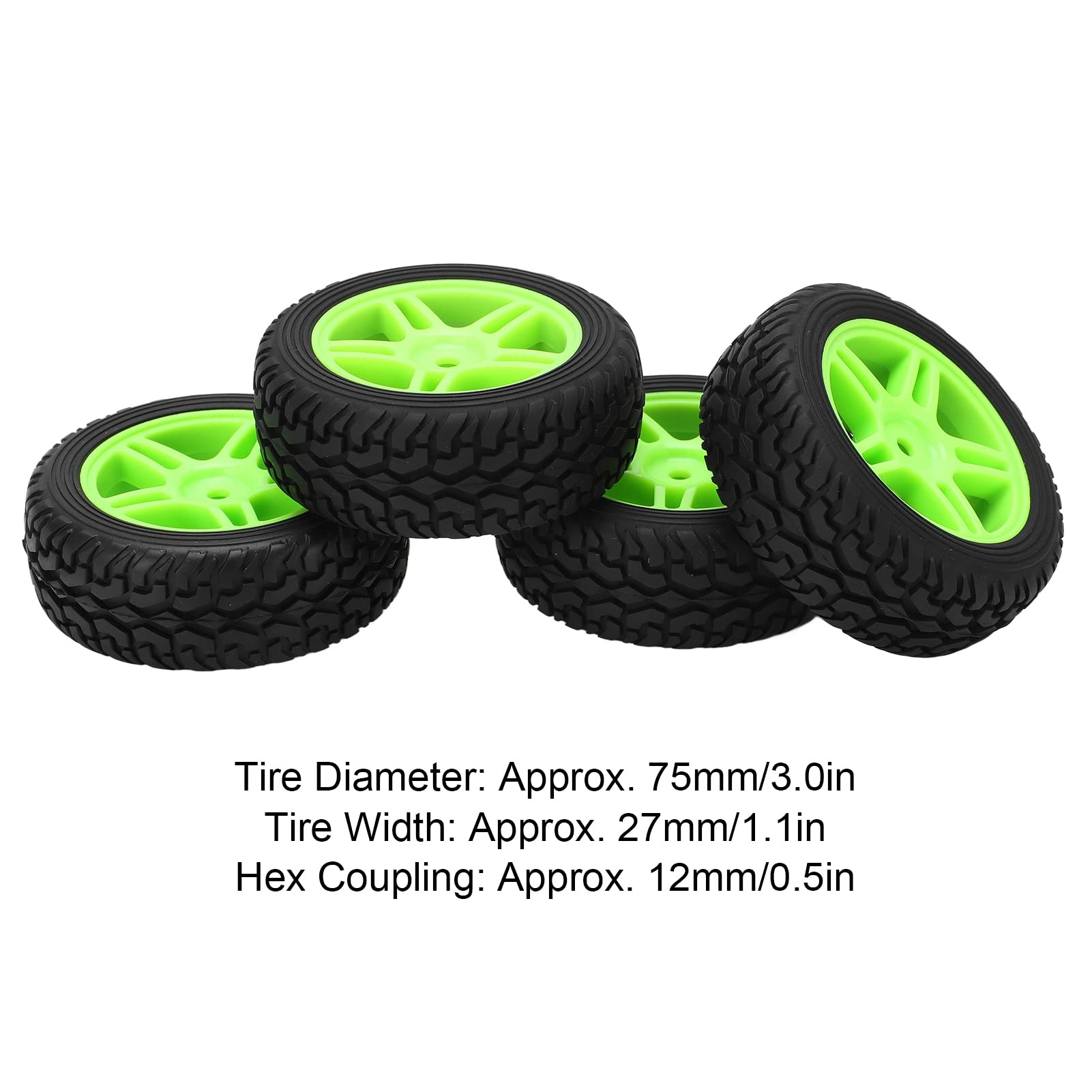 Roues de Pneus de Voiture RC, 4 Pièces 1/14 Pneus Fermés de 65 Mm avec Motif d'arc Compatibles pour WLToys 144001Accessoires pour voitures miniatures