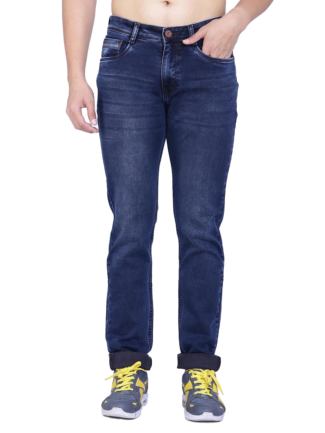 Khakhi Tint Spray Washed Stretchable Denim Mild Faded Comfort Fit High Rise Jeans Pant for Men-image-10