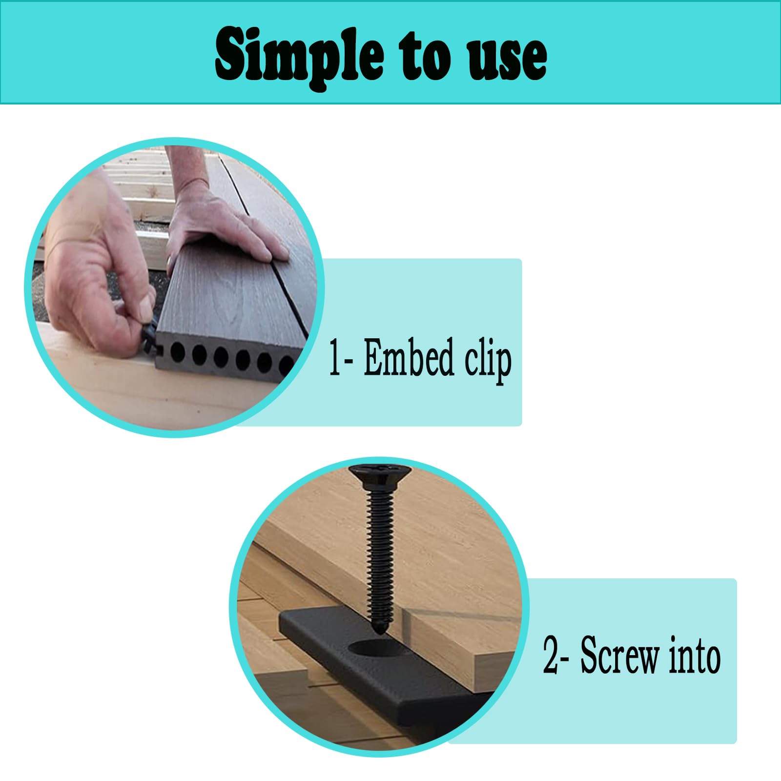 Clips de fijación T para cubierta compuesta, clip de cubierta con sujetador inicial, clip de cubierta oculto para sujetadores de tableros, sujetadores ocultos Clips de fijación T de WPC con tornillos