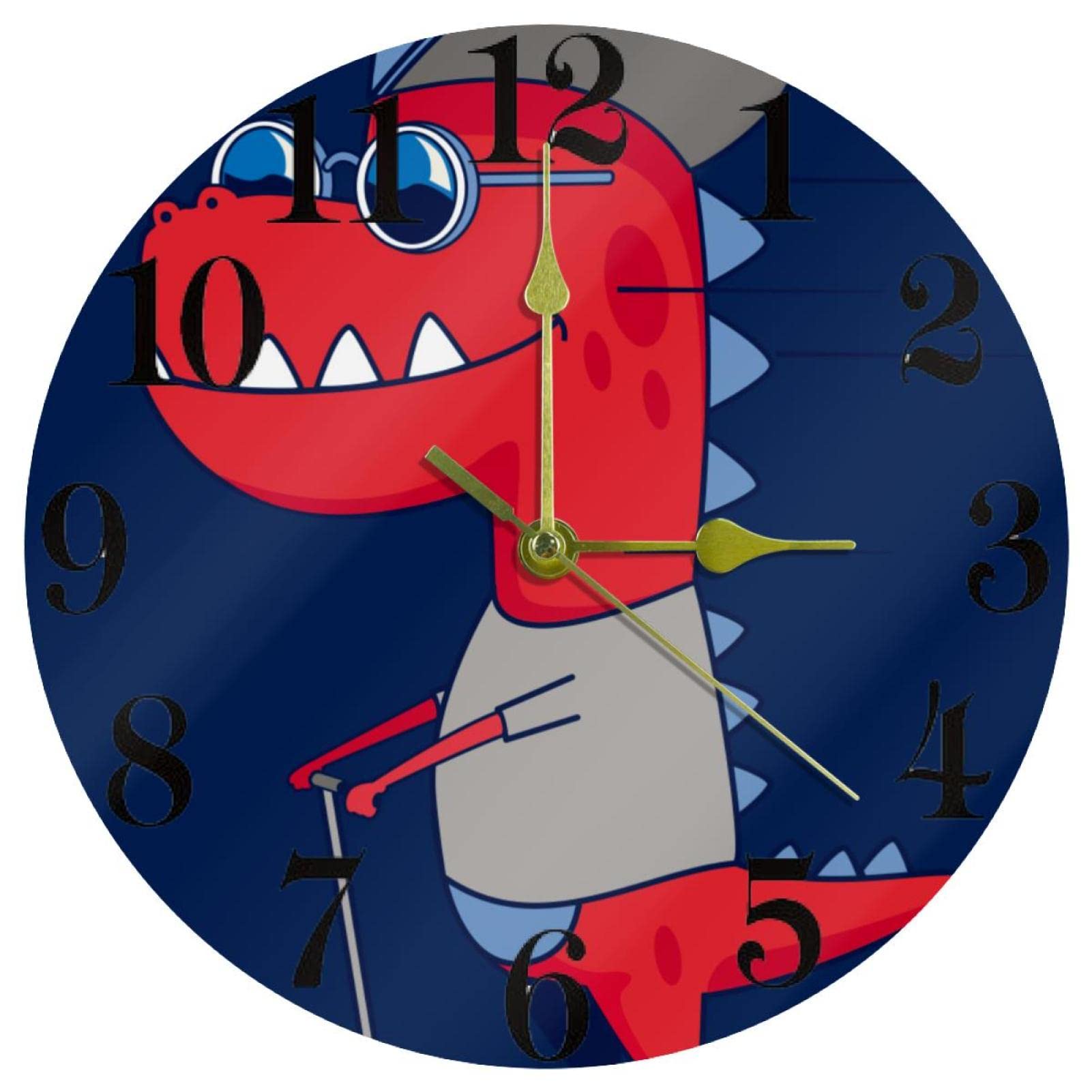 Horloge murale sans tic-tac quartz silencieuse dinosaure 25,4cm