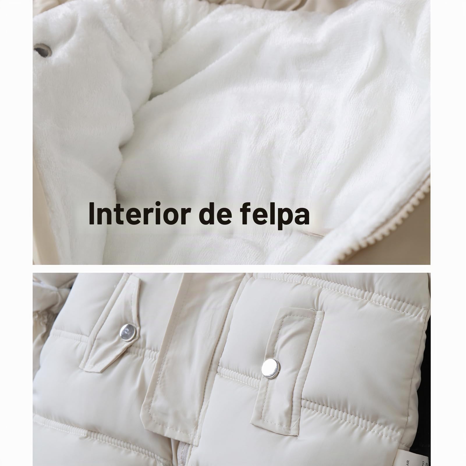 BRONG Bebé Invierno Traje de Esquiar Niño Lana Mameluco Encapuchado Mono Niña Cálido Cremallera Ropa de Calle con Guantes